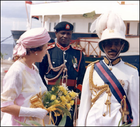 Queen Elizabrth II with Sir Clement - 1985 Royal Visit
